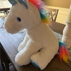 Justice White Unicorn Stuffed Animal with Rainbow Mane